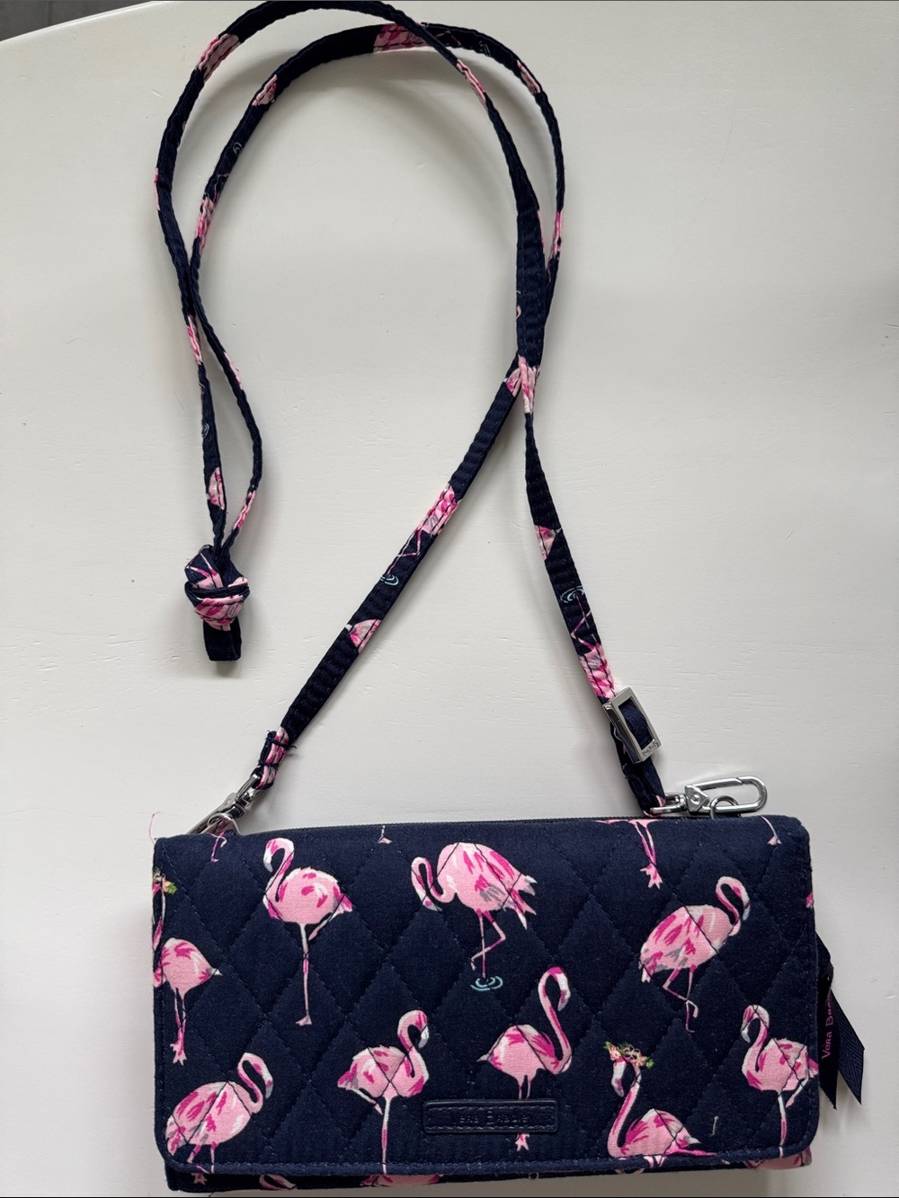 Vera Bradley Navy Wallet with Pink Accent Flamingo Detail - Picture 11 of 11